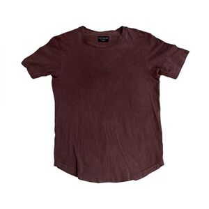 Made in USA Midweight Cotton Slub Scallop Tee (Burgundy)